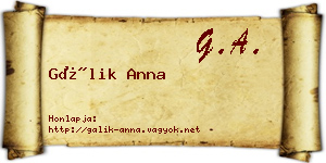 Gálik Anna névjegykártya